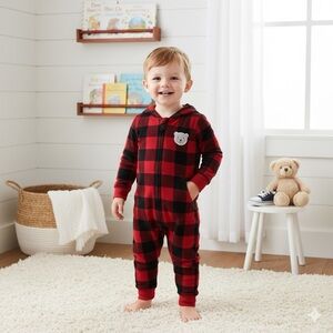 Carter's Red and Black Plaid Baby Hoodie